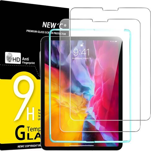 NEW'C [عبوتان مصممتان لجهاز iPad Air 5/4 10.9 بوصة (2022/2020)، iPad Pro 11 بوصة (2022/2021/2020/2018) واقي شاشة من الزجاج المقسى، فائق المقاومة (إطار سهل التركيب) in Kuwait