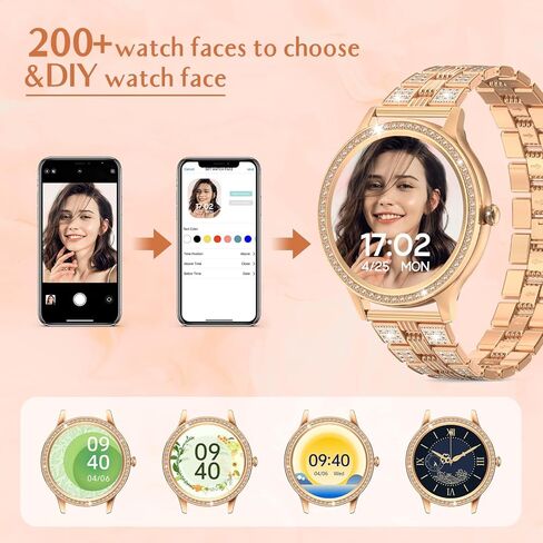 Nemheng Smart Watches for Women(Call Receive/Dial),Waterproof Fitness Smartwatch for Android iOS Phone Health Smartwatches with Text and Call Blood Pressure Heart Rate Sleep Monitor Pedometer Gold in Kuwait