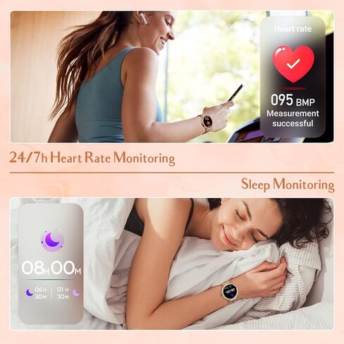 Nemheng Smart Watches for Women(Call Receive/Dial),Waterproof Fitness Smartwatch for Android iOS Phone Health Smartwatches with Text and Call Blood Pressure Heart Rate Sleep Monitor Pedometer Gold in Kuwait