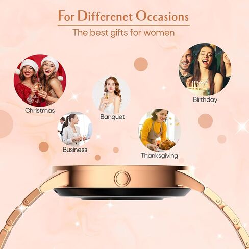 Nemheng Smart Watches for Women(Call Receive/Dial),Waterproof Fitness Smartwatch for Android iOS Phone Health Smartwatches with Text and Call Blood Pressure Heart Rate Sleep Monitor Pedometer Gold in Kuwait