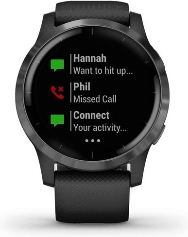 ساعة ذكية للياقة البدنية Garmin 010-N2174-11 Vivoactive 4 Black with Slate Hardware GPS Fitness (مجددة) in Kuwait