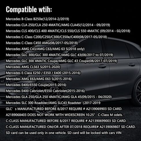 احدث اصدار لبطاقة SD للملاحة متوافقة مع مرسيدس CLA/GLC/GLA/AMG/A/B/C/E كلاس، اصدار 14.0 (MAP 14.0) تناسب فقط صوت 20 (كود 522) NTG، كان/ميكس/الولايات المتحدة الامريكية in Kuwait