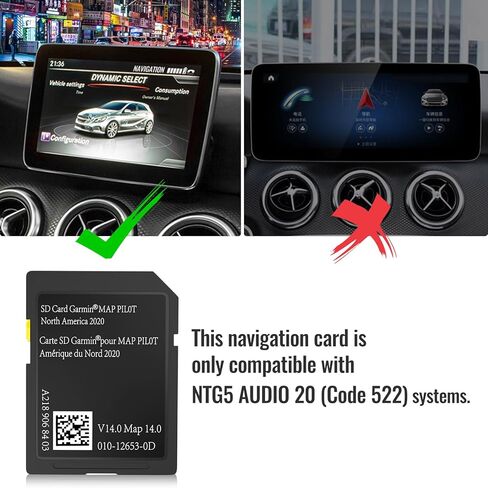 احدث اصدار لبطاقة SD للملاحة متوافقة مع مرسيدس CLA/GLC/GLA/AMG/A/B/C/E كلاس، اصدار 14.0 (MAP 14.0) تناسب فقط صوت 20 (كود 522) NTG، كان/ميكس/الولايات المتحدة الامريكية in Kuwait