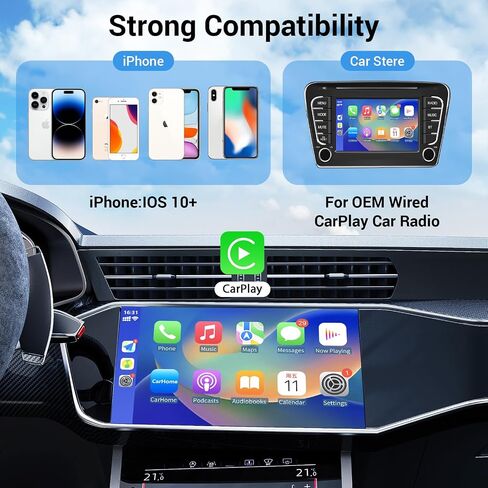 محول CarPlay اللاسلكي، دونجل سيارة لاسلكي لسيارات تشغيل السيارة السلكية OEM من 2015 وiPhone iOS 10+، التوصيل والتشغيل in Saudi Arabia