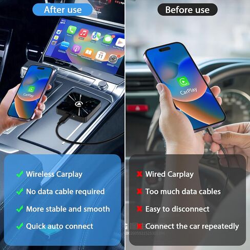 محول CarPlay اللاسلكي، دونجل سيارة لاسلكي لسيارات تشغيل السيارة السلكية OEM من 2015 وiPhone iOS 10+، التوصيل والتشغيل in Saudi Arabia