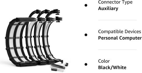 PSU Cable Extension Kit with Two Sets of Cable Combs 1x24Pin/1x8Pin(4+4) EPS/2x8Pin(6P+2P) PCI-E/ 30CM Length,PC Sleeved Cable for ATX Power Supply(Black) in Kuwait