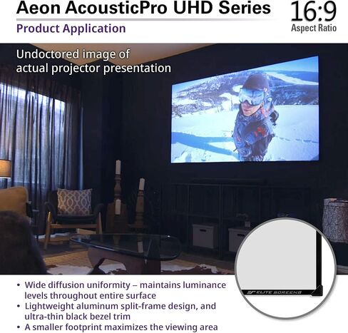 شاشات Elite من سلسلة Aeon AUHD، مقاس 150 بوصة بنسبة 16:9، وإطار ثابت للمسرح المنزلي بدقة 4K، وشاشة عرض خالية من الحواف بدون حدود، وشاشة عرض منسوجة شفافة ومثقبة، AR150H2-AUHD in Kuwait