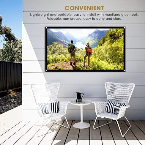 40 INCH Projection Screen, Note THE Size, 40inch Projection Curtain Screen, 16:9 40in Projection Screen Thicken Portable Non Crease Foldable Soft White Polyester Projector Curtain in Kuwait