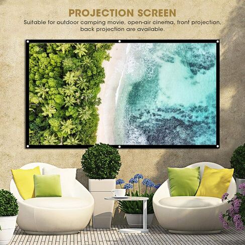 40 INCH Projection Screen, Note THE Size, 40inch Projection Curtain Screen, 16:9 40in Projection Screen Thicken Portable Non Crease Foldable Soft White Polyester Projector Curtain in Kuwait