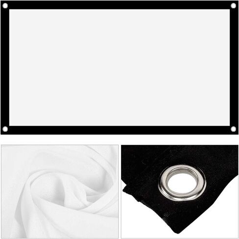 40 INCH Projection Screen, Note THE Size, 40inch Projection Curtain Screen, 16:9 40in Projection Screen Thicken Portable Non Crease Foldable Soft White Polyester Projector Curtain in Kuwait