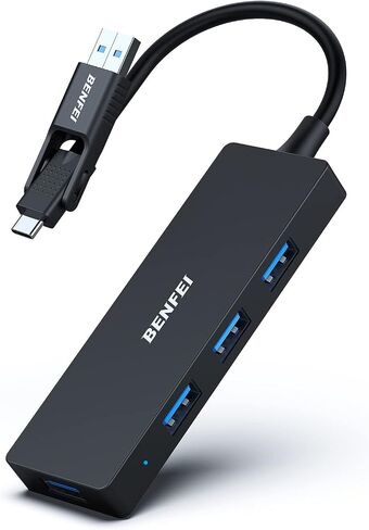 BENFEI USB Type-A/Type-C Hub with 4 USB 3.0 Ports Compatible with iPhone 15 Pro/Max, MacBook Pro/Air 2023, iPad Pro, iMac, S23, XPS 17, Surface Book 3, Flash Drive, Mobile HDD and More in Kuwait