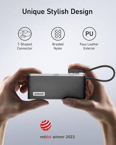 Anker USB C Hub، 655 USB-C Hub (8 في 1)، مع منفذي بيانات USB-A بسرعة 10 جيجابت في الثانية، توصيل طاقة 100 واط، 4K HDMI، 1 جيجابت في الثانية إيثرنت، فتحات بطاقة microSD وSD، AUX 3.5 مم، لـ ماك بوك والمزيد (أبيض ترابي) in Kuwait
