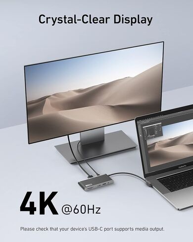 Anker USB C Hub، 655 USB-C Hub (8 في 1)، مع منفذي بيانات USB-A بسرعة 10 جيجابت في الثانية، توصيل طاقة 100 واط، 4K HDMI، 1 جيجابت في الثانية إيثرنت، فتحات بطاقة microSD وSD، AUX 3.5 مم، لـ ماك بوك والمزيد (أبيض ترابي) in Kuwait