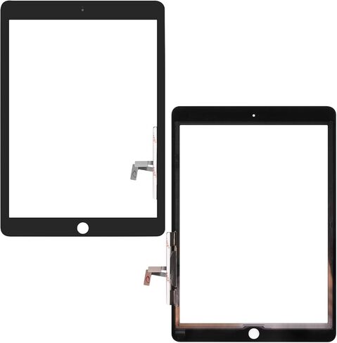 for iPad 5 9.7" 2017 A1822 A1823/ iPad Air 1st A1474 A1475 A1476 Touch Screen Replacement Parts（No Home Button） Front Glass Panel（No LCD） with Repair Kits & Screen Protector (Black) in Saudi Arabia