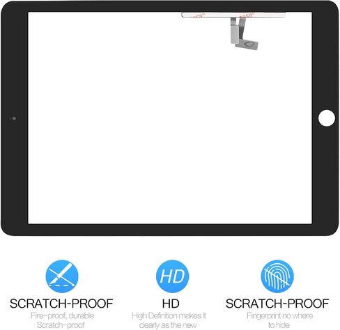 for iPad 5 9.7" 2017 A1822 A1823/ iPad Air 1st A1474 A1475 A1476 Touch Screen Replacement Parts（No Home Button） Front Glass Panel（No LCD） with Repair Kits & Screen Protector (Black) in Saudi Arabia