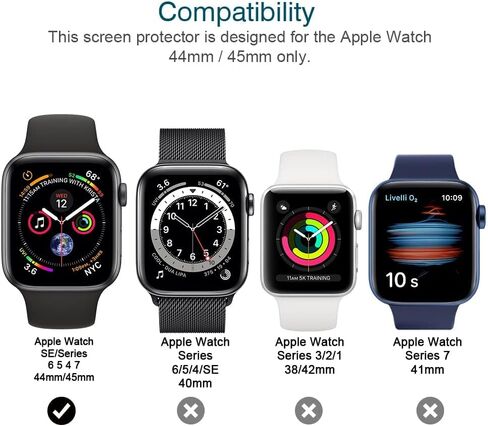 LK 6 Pack Screen Protector Compatible with Apple Watch Series 6 5 4 SE 44mm Series 7 45 mm Flexible TPU HD Clear Film Bubble-Free (UF-010) in Kuwait