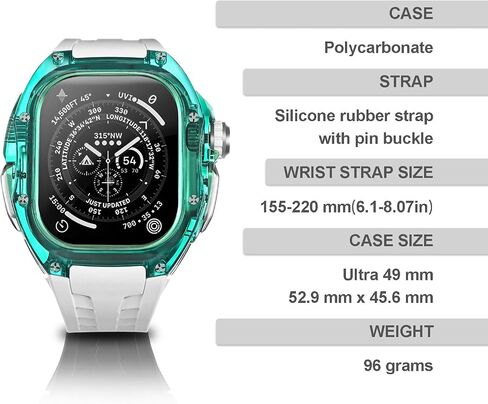 Rugged Case with Band for Apple Watch Ultra 2/1 49mm, Translucent Heavy Duty Case with Military Sport Strap for Men, Tactical Grade Shockproof Bumper Cover for iWatch, G-WR in Kuwait