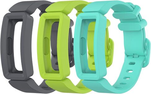 EEweca 3-Pack Bands Compatible with Fitbit Ace 2 Replacement Strap for Kids (Gray, Green, Teal) in Saudi Arabia