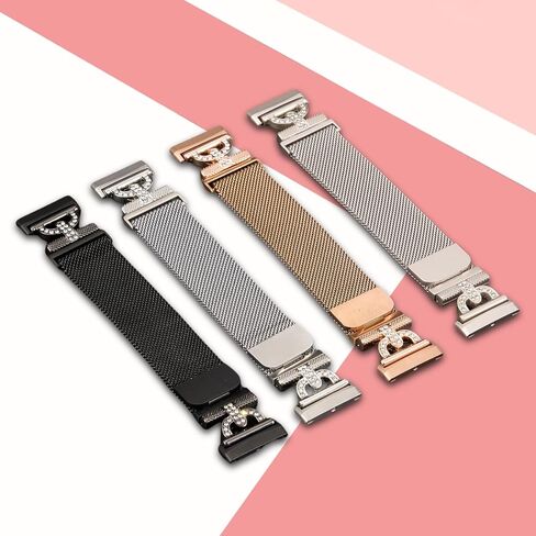 أحزمة مغناطيسية من HAYONLIY متوافقة مع Fitbit Sense 2/Fitbit Versa 4/Fitbit Sense/Fitbit Versa 3، حزام شبكي من الفولاذ المقاوم للصدأ، سوار معصم بديل أنيق قابل للتعديل للنساء in Kuwait