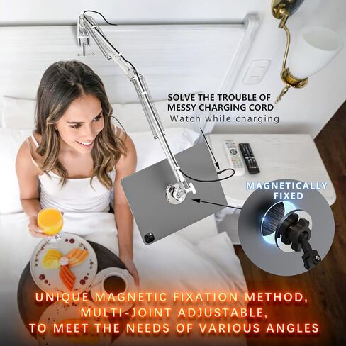 حامل حامل الكمبيوتر اللوحي المغناطيسي، CACENCAN 2022 حامل كمبيوتر لوحي مصمم بكل القلب، دوران 360 درجة، ليس بمشبك ولكن مغناطيسي، حامل كمبيوتر لوحي بذراع متأرجح صناعي، متوافق مع iPad/جميع الأجهزة اللوحية/Switch/Kindle in Kuwait