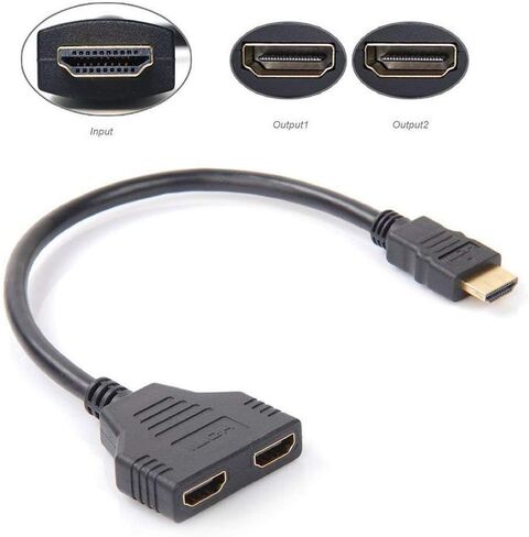 HDMI Splitter Adapter Cable HDMI Male to Dual HDMI Female 1 to 2 Way, Support Two TVs at The Same Time, Signal One in, Two Out in Saudi Arabia