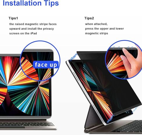واقي شاشة خصوصية Mamol مغناطيسي iPad Pro 12.9 بوصة لجهاز Apple iPad Pro 12.9 بوصة الجيل السادس والخامس والرابع والثالث 2022 2021 2020 2018، فلتر خصوصية وهج الضوء الأزرق قابل للإزالة وإعادة الاستخدام ومضاد للتجسس، شاشة خاصة عالية الحساسية وخالية من الفقاعا in Kuwait