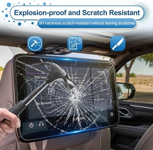 Coleya (2PCS) 2021-2023 Tahoe Screen Protector for Chevrolet Tahoe Rear-seat 12.6-inch Touch Screen, 9H Tempered Glass 2022 2023 Chevy Tahoe Accessories Tahoe Rear Display Protective Film 12.6" in Kuwait