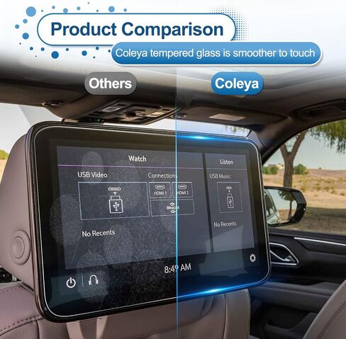 Coleya (2PCS) 2021-2023 Tahoe Screen Protector for Chevrolet Tahoe Rear-seat 12.6-inch Touch Screen, 9H Tempered Glass 2022 2023 Chevy Tahoe Accessories Tahoe Rear Display Protective Film 12.6" in Kuwait