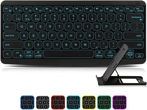 Wireless Bluetooth Keyboard, Keyboard for iPad, 7-Colors Backlit, Portable Rechargeable Keyboard for iOS iPhone/iPad 9.7/ iPad Pro/New iPad 2018/iPad Air,Samsung Android Tablets,Windows in Kuwait