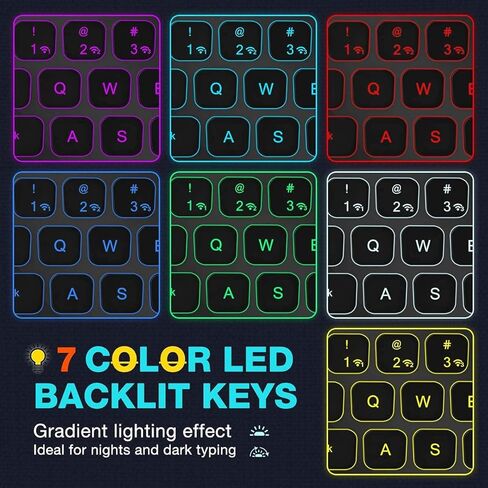 Wireless Bluetooth Keyboard, Keyboard for iPad, 7-Colors Backlit, Portable Rechargeable Keyboard for iOS iPhone/iPad 9.7/ iPad Pro/New iPad 2018/iPad Air,Samsung Android Tablets,Windows in Kuwait