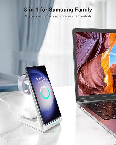 ADADPU 3 in 1 Wireless Charging Station for Samsung Galaxy Devices in Kuwait
