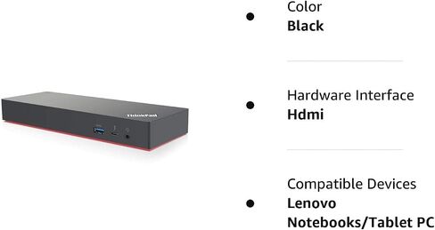 Lenovo ThinkPad Thunderbolt 3 Dock Gen 2 135W (40AN0135) Dual UHD 4K Display Capability, 2 HDMI, 2 DP, USB-C, USB 3.1 with 3 Years Warranty Card in Saudi Arabia