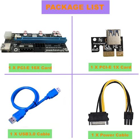 رافع PCIE ، رافع GPU ، PCI-E بطاقة Riser PCIe 1x إلى 16x USB 3.0 كبل بيانات التعدين البيتكوين ، بطاقة محول يعمل بالطاقة، بطاقة مهايئ يعمل بنظام التعدين GPU in Kuwait