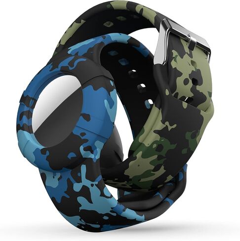 Air tag Wristband Kids(2 Pack) - Soft Silicone Air tag Bracelet for Kids - Lightweight GPS Tracker Holder Compatible with Apple Air tag Childs Watch Band Kids (Black & Navy Blue) in Kuwait