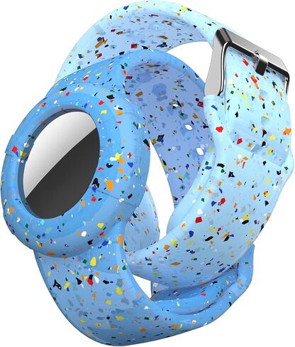 Air tag Wristband Kids(2 Pack) - Soft Silicone Air tag Bracelet for Kids - Lightweight GPS Tracker Holder Compatible with Apple Air tag Childs Watch Band Kids (Black & Navy Blue) in Kuwait