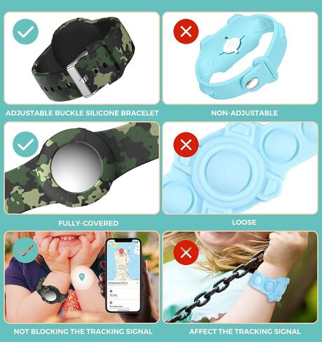 Air tag Wristband Kids(2 Pack) - Soft Silicone Air tag Bracelet for Kids - Lightweight GPS Tracker Holder Compatible with Apple Air tag Childs Watch Band Kids (Black & Navy Blue) in Kuwait