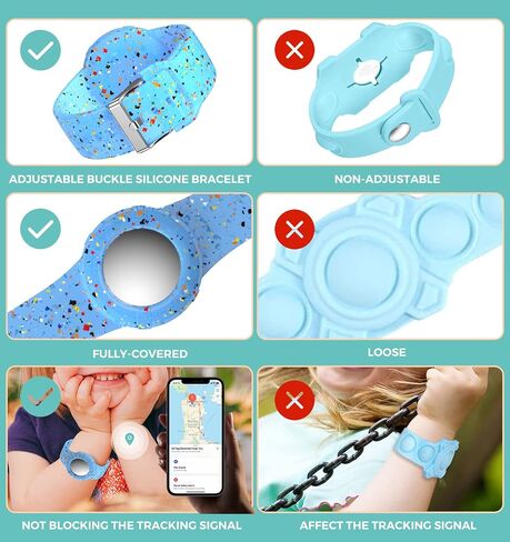 Air tag Wristband Kids(2 Pack) - Soft Silicone Air tag Bracelet for Kids - Lightweight GPS Tracker Holder Compatible with Apple Air tag Childs Watch Band Kids (Black & Navy Blue) in Kuwait