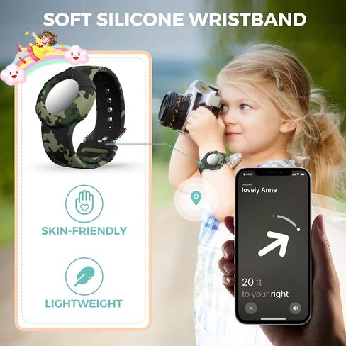 Air tag Wristband Kids(2 Pack) - Soft Silicone Air tag Bracelet for Kids - Lightweight GPS Tracker Holder Compatible with Apple Air tag Childs Watch Band Kids (Black & Navy Blue) in Kuwait