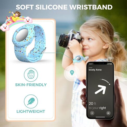 Air tag Wristband Kids(2 Pack) - Soft Silicone Air tag Bracelet for Kids - Lightweight GPS Tracker Holder Compatible with Apple Air tag Childs Watch Band Kids (Black & Navy Blue) in Kuwait