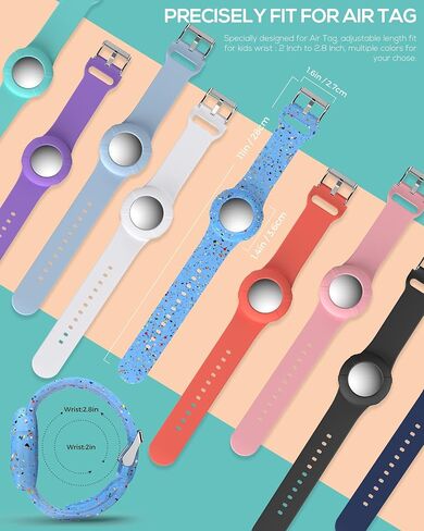 Air tag Wristband Kids(2 Pack) - Soft Silicone Air tag Bracelet for Kids - Lightweight GPS Tracker Holder Compatible with Apple Air tag Childs Watch Band Kids (Black & Navy Blue) in Kuwait