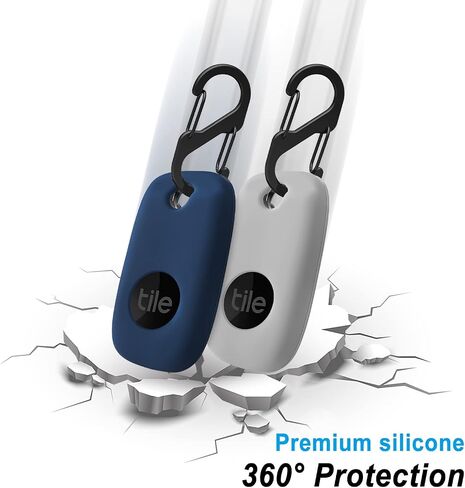 Geiomoo Silicone Case for Tile Pro 2022 Tracker, Soft Flexible Scratch Resistant Cover with Carabiner (2 Pack Navy Blue+Oatmeal) in Kuwait