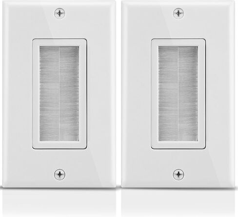 Fosmon 1-Gang Brush Style Passthrough Low Voltage Wall Plate - 5 Pack | Single Gang In-Wall Installation Faceplate Insert for Speaker Wires, Coaxial Cables, HDMI, or Network Phone Cord Routing in Kuwait