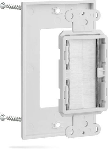 Fosmon 1-Gang Brush Style Passthrough Low Voltage Wall Plate - 5 Pack | Single Gang In-Wall Installation Faceplate Insert for Speaker Wires, Coaxial Cables, HDMI, or Network Phone Cord Routing in Kuwait