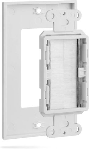 Fosmon 1-Gang Brush Style Passthrough Low Voltage Wall Plate - 5 Pack | Single Gang In-Wall Installation Faceplate Insert for Speaker Wires, Coaxial Cables, HDMI, or Network Phone Cord Routing in Kuwait