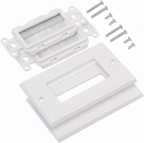 Fosmon 1-Gang Brush Style Passthrough Low Voltage Wall Plate - 5 Pack | Single Gang In-Wall Installation Faceplate Insert for Speaker Wires, Coaxial Cables, HDMI, or Network Phone Cord Routing in Kuwait