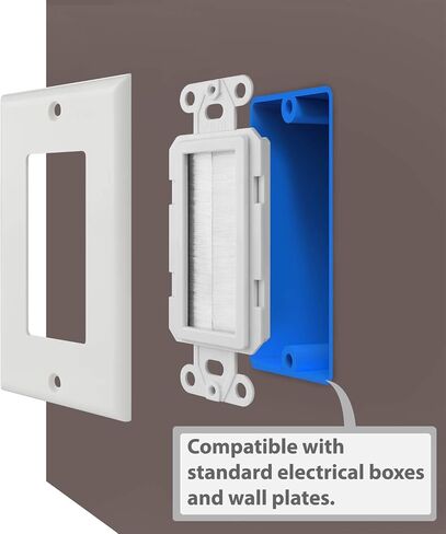 Fosmon 1-Gang Brush Style Passthrough Low Voltage Wall Plate - 5 Pack | Single Gang In-Wall Installation Faceplate Insert for Speaker Wires, Coaxial Cables, HDMI, or Network Phone Cord Routing in Kuwait