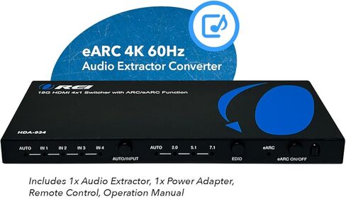 OREI eARC 4K 60Hz Dolby Atmos Audio Extractor Switch with 3 Inputs - Connect ARC/eARC Soundbar. HDMI 2.0 and HDCP 2.2 Compliant - CEC Pass Through - HDR, Dolby Vision and HDR10 Support (HDA-934) in Saudi Arabia