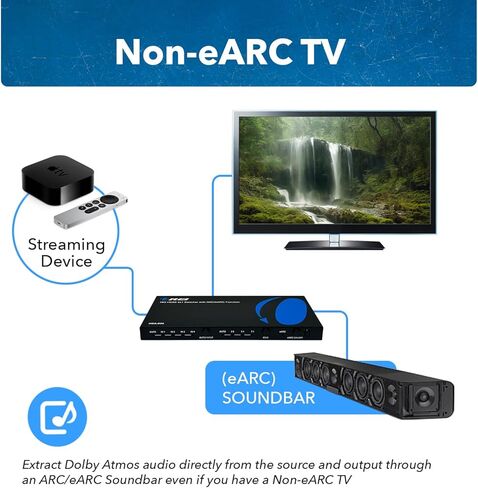 OREI eARC 4K 60Hz Dolby Atmos Audio Extractor Switch with 3 Inputs - Connect ARC/eARC Soundbar. HDMI 2.0 and HDCP 2.2 Compliant - CEC Pass Through - HDR, Dolby Vision and HDR10 Support (HDA-934) in Saudi Arabia