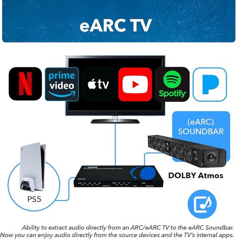 OREI eARC 4K 60Hz Dolby Atmos Audio Extractor Switch with 3 Inputs - Connect ARC/eARC Soundbar. HDMI 2.0 and HDCP 2.2 Compliant - CEC Pass Through - HDR, Dolby Vision and HDR10 Support (HDA-934) in Saudi Arabia