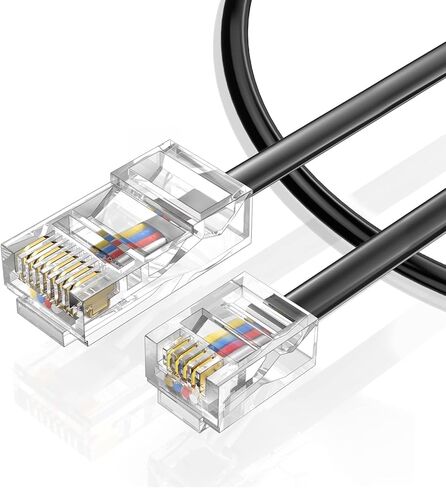 خط هاتف Vthahaby (3 حزم) كابل محول RJ45 إلى RJ11 بطول 6 أقدام RJ45 8P4C ذكر إلى RJ11 6P4C ذكر - أسود/5 بوصة in Kuwait